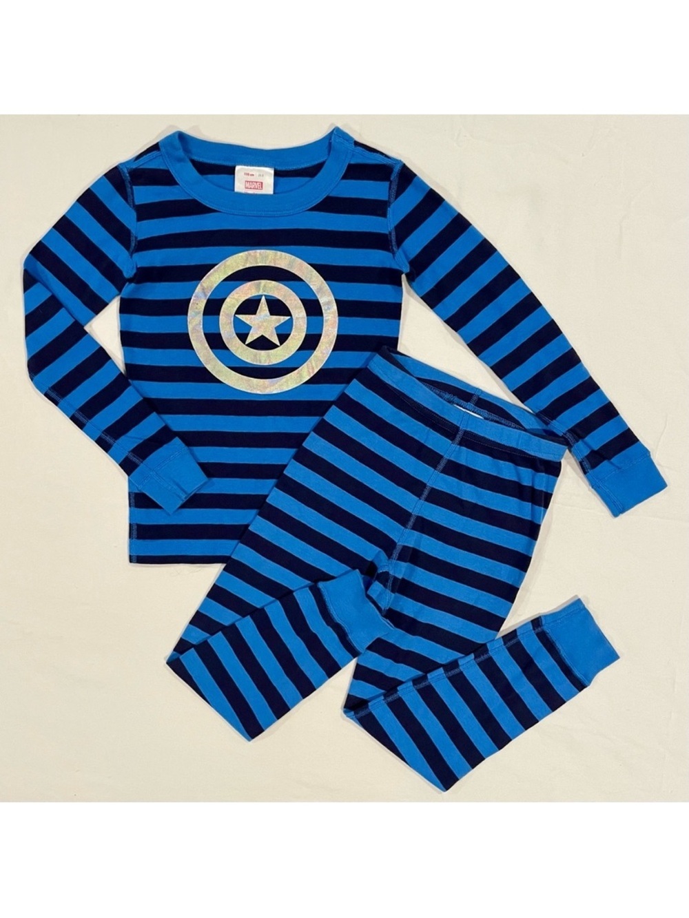 New Hanna Andersson Pajamas Boys 5 110 cm Captain America Marvel Long Johns Blue